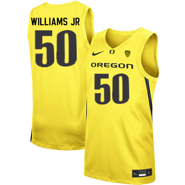 Men #50 Eric Williams Jr. Oregon Ducks College Basketball Jerseys Sale-Yellow